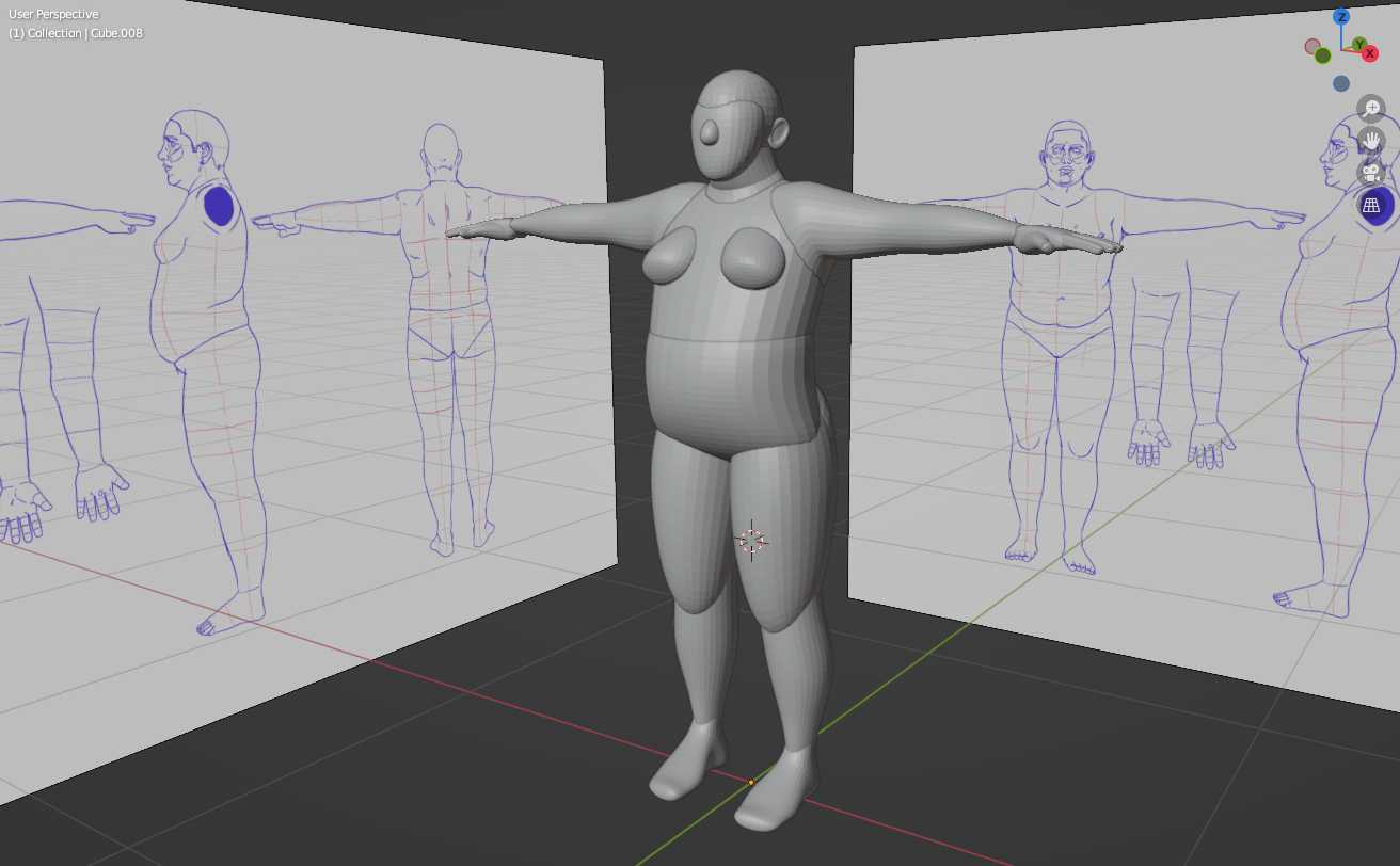 Blocked out character in T-pose