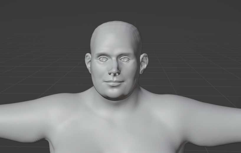 The finished head looking straight at the camera